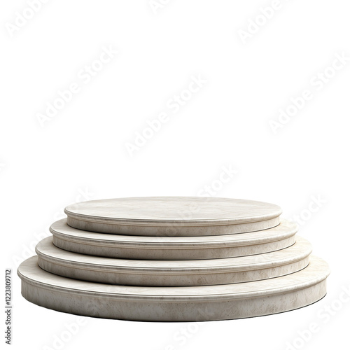 Elegant White Marble Round Pedestal Display 3d stand stage clean stone isolated on transparent or white background, png