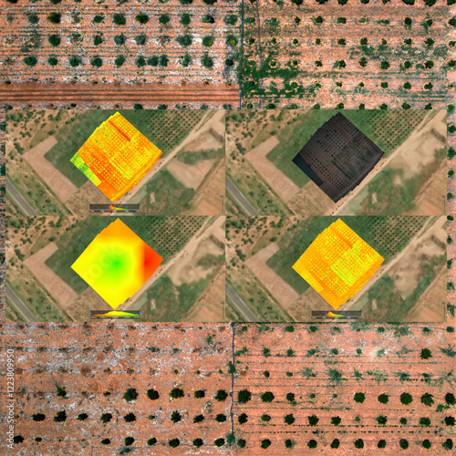 map aerial crop analysis and precision agriculture, vegetation index, drone Normalized Difference Vegetation Index mapping, crop health maps, field reports, maps orthomosaic agricultural automation photo