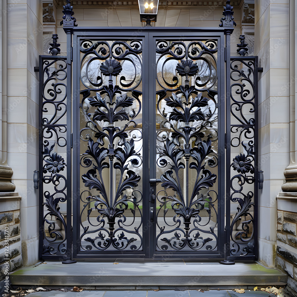 Exquisite Ornamental Gates Featuring Intricate Metalwork and Floral Motifs Exquisite Ornamental Gates Featuring Intricate Metalwork and Floral Motifs