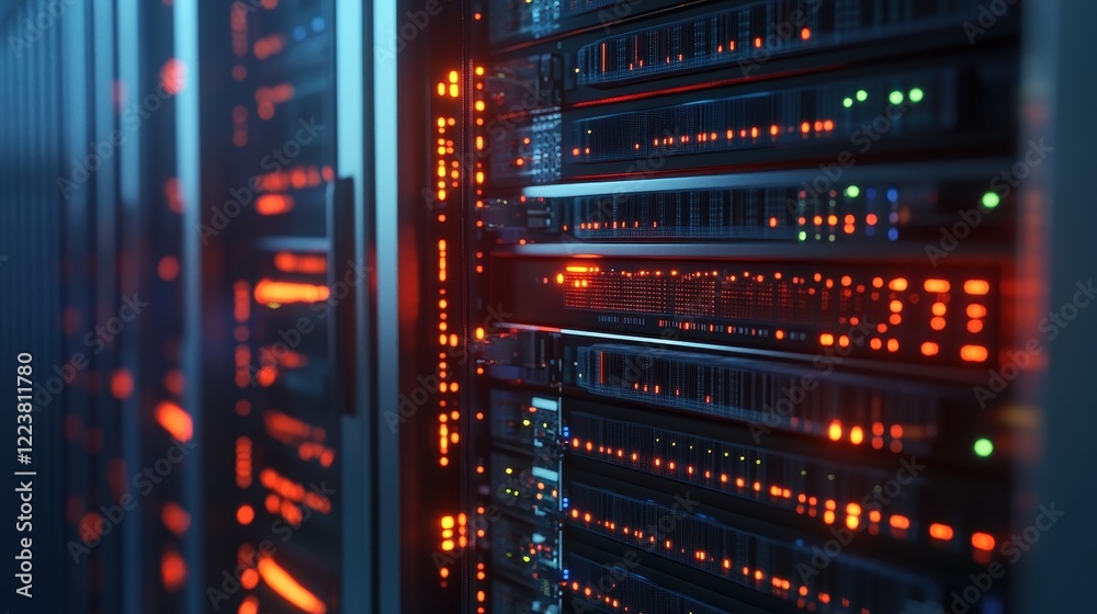 Illuminated Server Racks In A Modern Data Center Illuminated Server Racks In A Modern Data Center