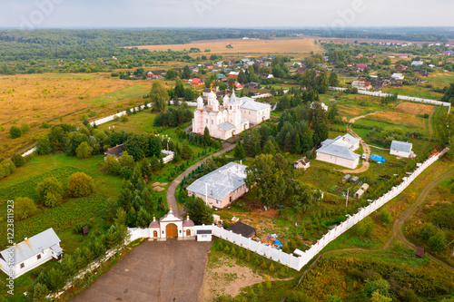 Aerial view of Paisievo-Galichsky Assumption Convent. City of Galich. Russia photo
