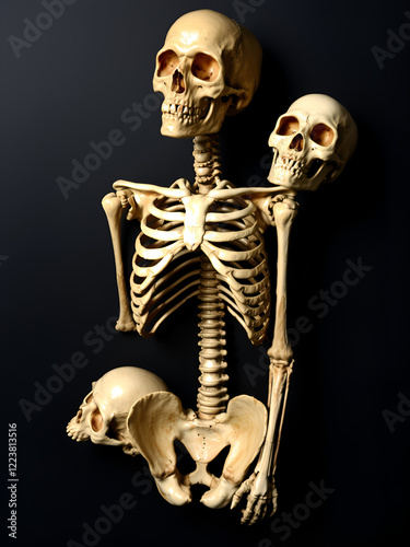 Human Skeleton Anatomy Disarticulated Skulls Bones Medical Study photo