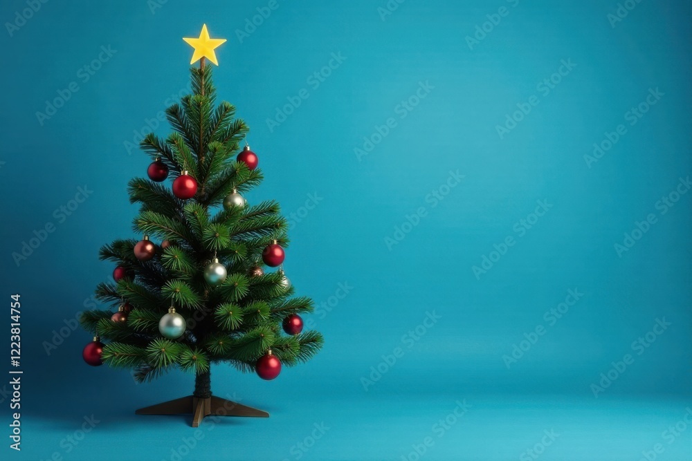 A Christmas tree in a modern style, on a blue background, decorative, festive, christmas tree A Christmas tree in a modern style, on a blue background, decorative, festive, christmas tree