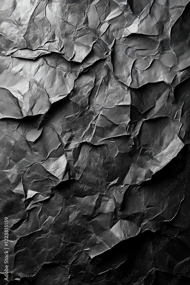 Crumpled Black Paper Texture with Soft Lighting and Minimalist Abstract Design Crumpled Black Paper Texture with Soft Lighting and Minimalist Abstract Design