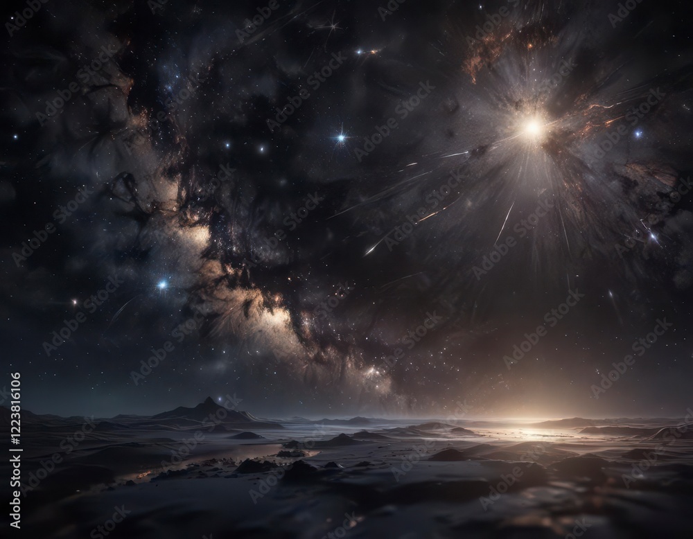 Dark celestial canvas with twinkling stars background , astronomy, space Dark celestial canvas with twinkling stars background , astronomy, space