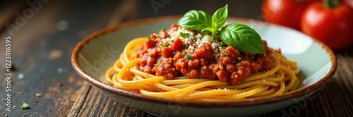 Hearty Italian Bolognese Pasta, spaghetti, tomato sauce