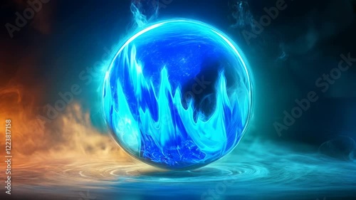 Wallpaper Mural Captivating Sphere of Flames and Water with Abstract Smoke Effects Torontodigital.ca