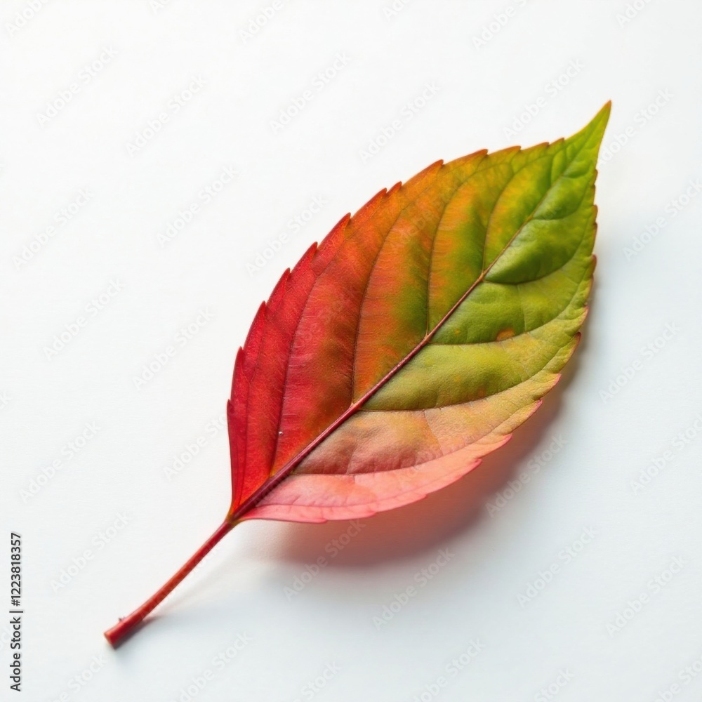Close-up of single leaf on white background, foliage, tree Close-up of single leaf on white background, foliage, tree