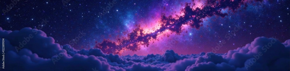 Fototapeta premium Cosmic Night Sky with Bright Stars , universe, dark background, space