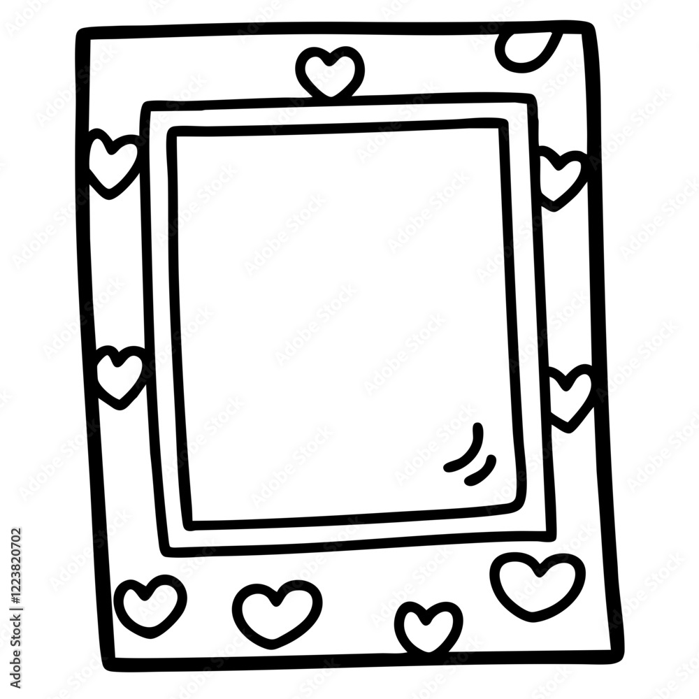doodle photo frame clipart hand drawn black and white outline