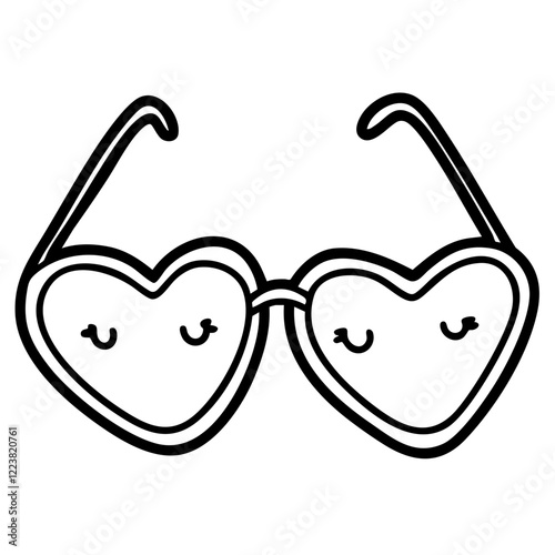 doodle sun glasses clipart hand drawn black and white outline