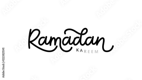Ramadan Kareem in black beautiful text animation. Usable for greeting animation video with alpha channel background template.