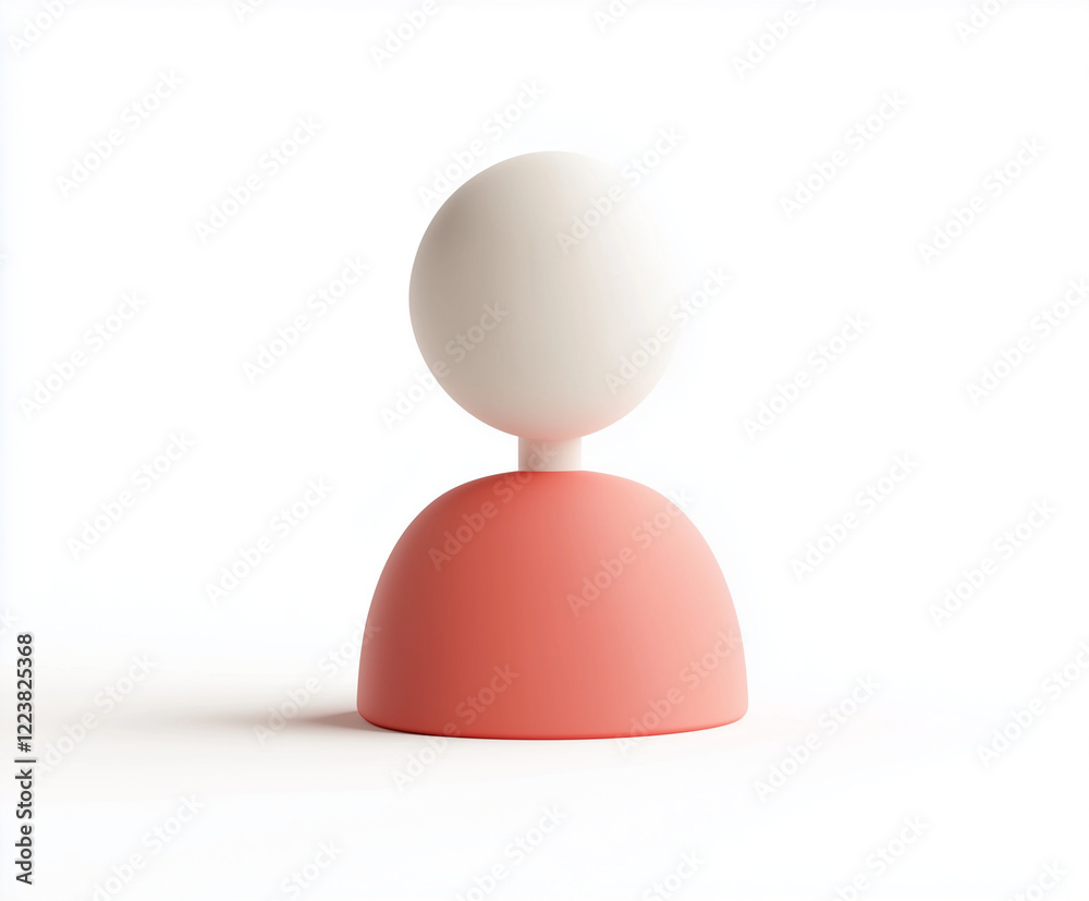 3D minimalistic red avatar icon character 