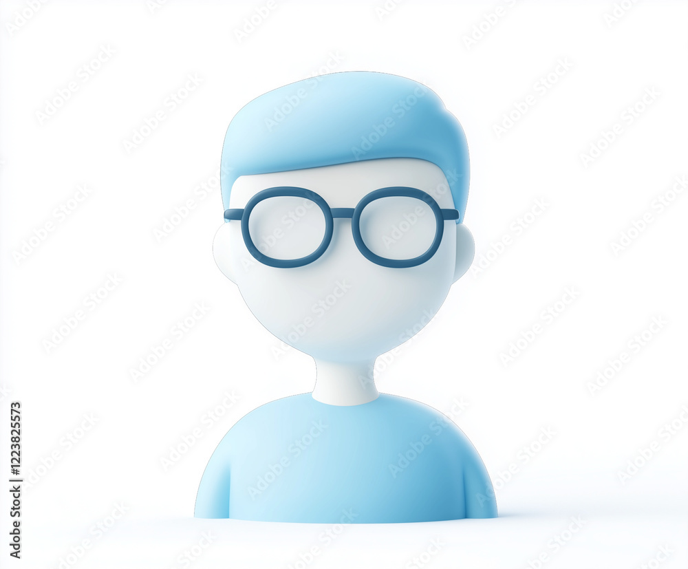 3D minimalistic golden avatar icon character with glasses