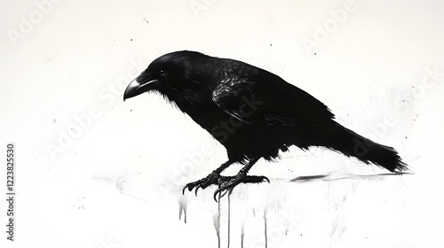 A black carrion crow on a white background photo