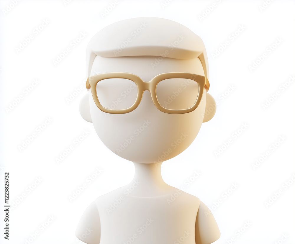 3D minimalistic gold avatar icon character with glasses 3D minimalistic gold avatar icon character with glasses