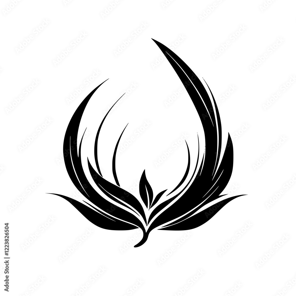 Fototapeta premium Elegant Black and White Floral Design: Nature-Inspired Abstract Plant Illustration
