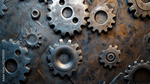 Interlocking Metal Gears Industrial Background Design