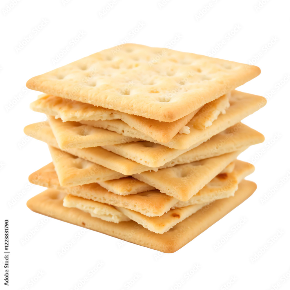 stacked pile of crispy saltine crackers isolated on transparent background stacked pile of crispy saltine crackers isolated on transparent background