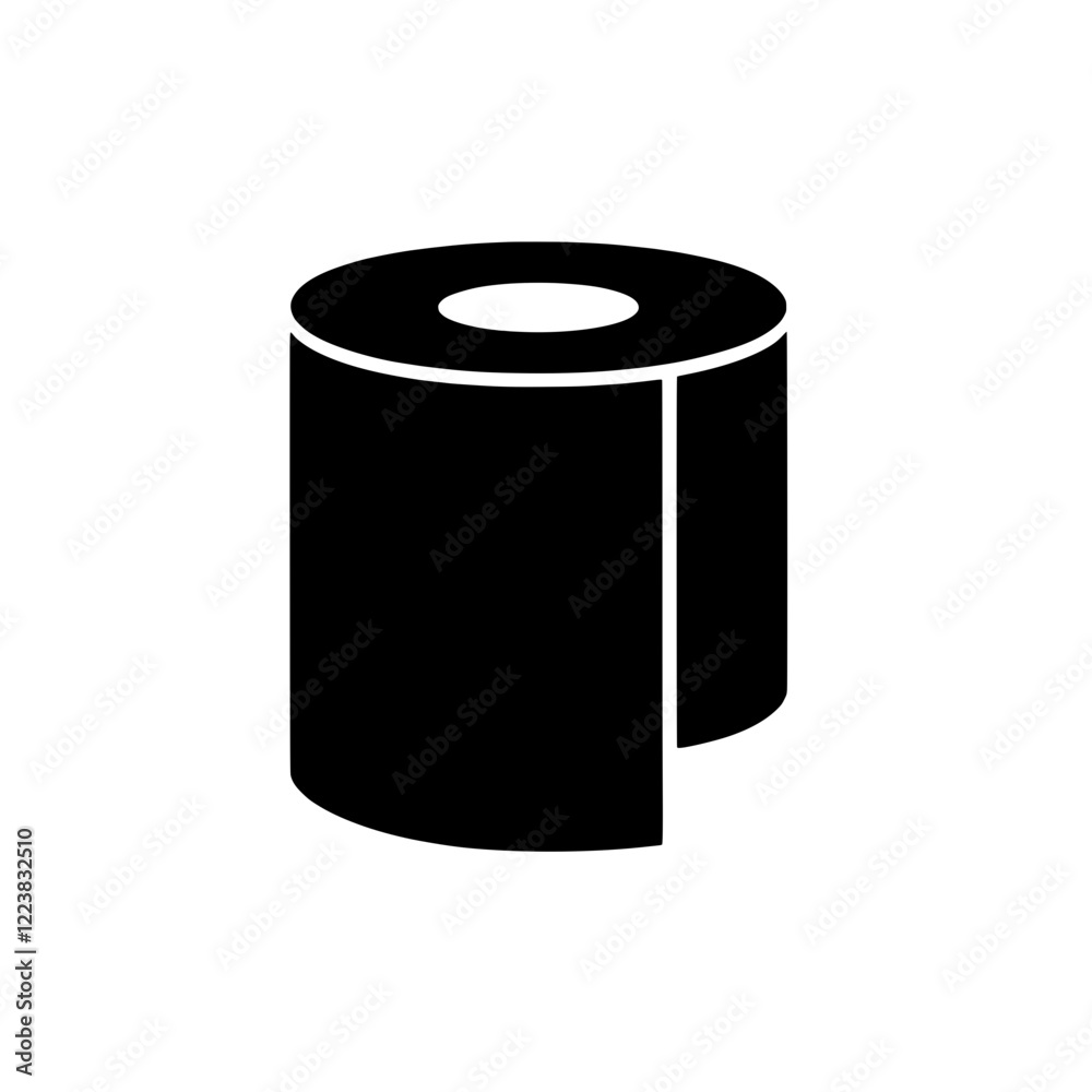 Toilet Paper Roll Icon: A simple, bold black icon depicting a roll of toilet paper, perfect for minimalist designs and applications. Toilet Paper Roll Icon: A simple, bold black icon depicting a roll of toilet paper, perfect for minimalist designs and applications.