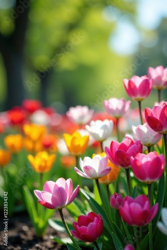 Spring flowers blooming in a garden, bloom, spring