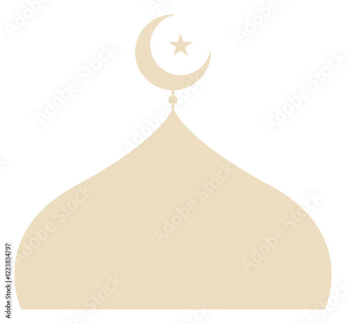 Cream Mosque Domes with Crescent Moons and Small Stars