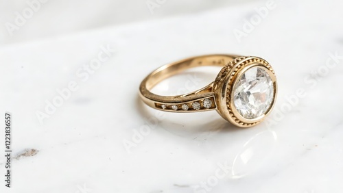 Gold Ring with Clear Gemstone