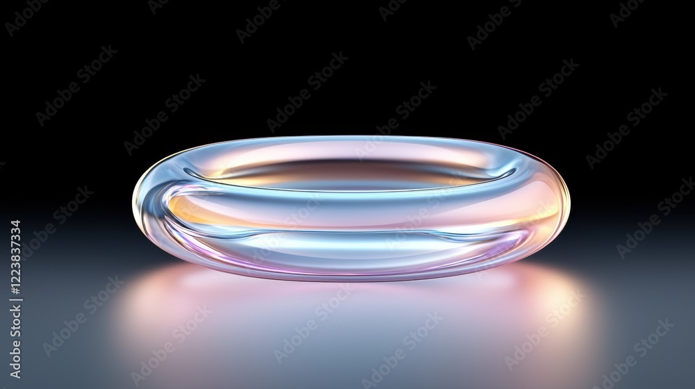 Abstract glass ring with pastel reflections 3D render for modern design background futuristic concept with smooth curves and gradient colors suitable for digital art and decoration Abstract glass ring with pastel reflections 3D render for modern design background futuristic concept with smooth curves and gradient colors suitable for digital art and decoration