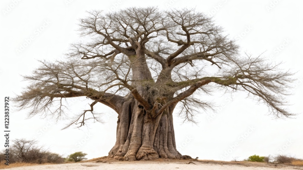 Large Baobab Tree Against White Background Large Baobab Tree Against White Background