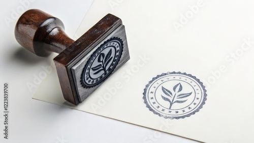 Wooden Rubber Stamp with Leaf Design