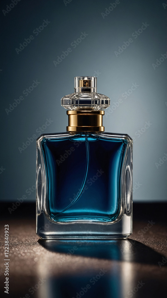 Luxurious glass perfume bottle featuring minimalist design and soft bokeh lighting on a dark moody backdrop perfume commercial advertisement display Luxurious glass perfume bottle featuring minimalist design and soft bokeh lighting on a dark moody backdrop perfume commercial advertisement display