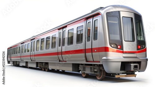Modern Suburban Train on White Background
