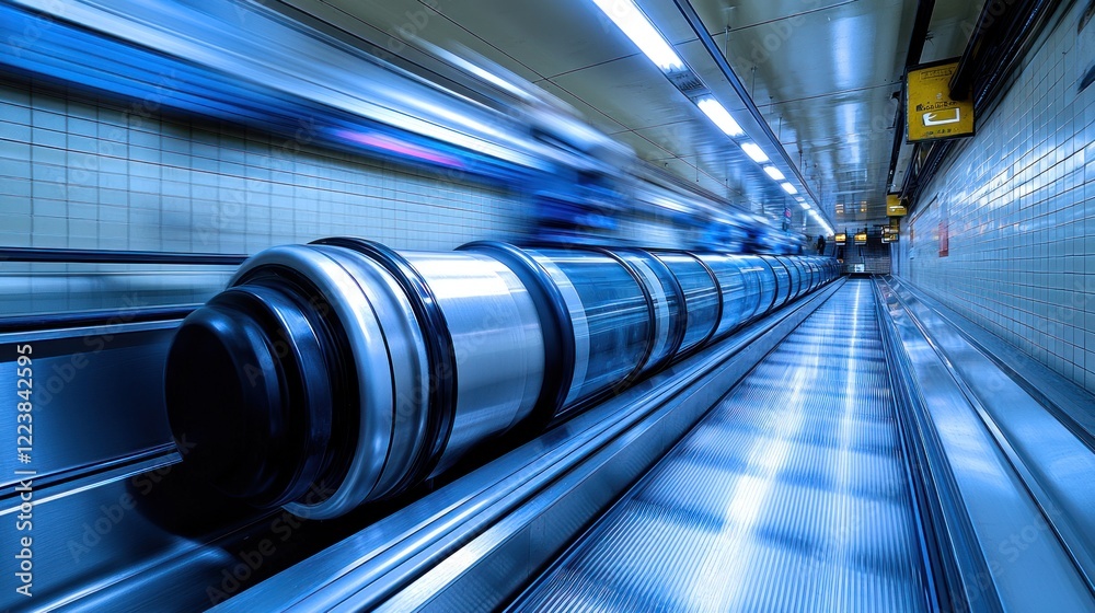 Fototapeta premium Motion Blur: Subway Moving Walkway
