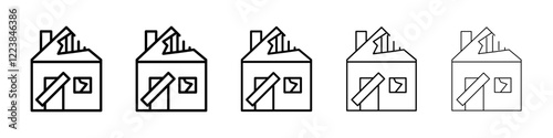 Derelict house icon Vector logo sign