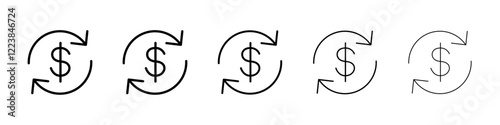 Dollar refund icon Vector logo sign