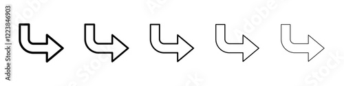 Down right arrow icon Vector logo sign