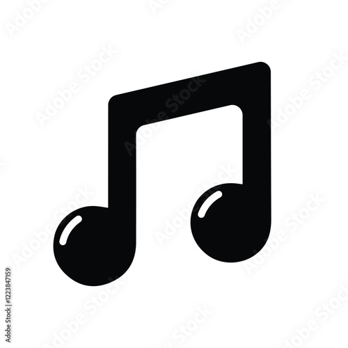note icon, music symbol, black sign, simple flat isolated on transparent background