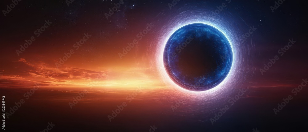 Obraz premium A stunning cosmic scene of a glowing planet against a backdrop of vibrant colors and celestial beauty.