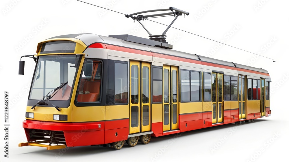 Naklejka premium Modern Tram on White Background