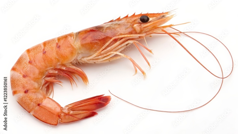 Single Cooked Shrimp on White Background Single Cooked Shrimp on White Background