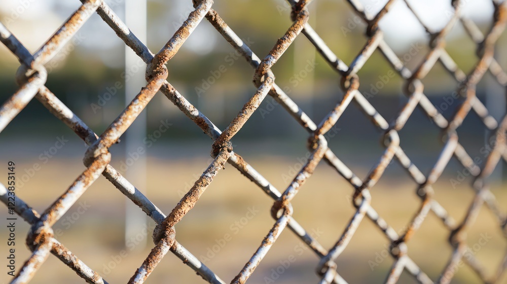 Fototapeta premium A close-up of a galvanized metal fence with natural weathering and wear