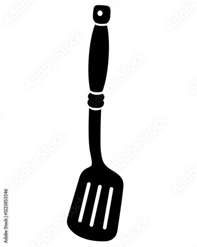 Spatula skimmer, spatula - vector silhouette illustration for pictogram or icon. spatula - Kitchen tool - element for logo or sign. Kitchenware	