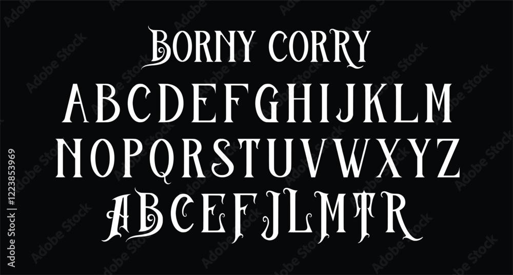 Borny Corry Luxury Serif Font is a handmade Modern Victorian handlettering, which is combining modern and classic typography with some awesome alternates. Borny Corry Luxury Serif Font is a handmade Modern Victorian handlettering, which is combining modern and classic typography with some awesome alternates.