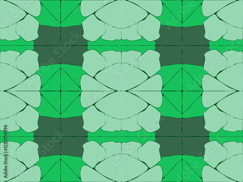 Abstract Green Geometric Pattern: A mesmerizing pattern with intricate geometric shapes in shades of green creates a calming and visually stimulating abstract design.