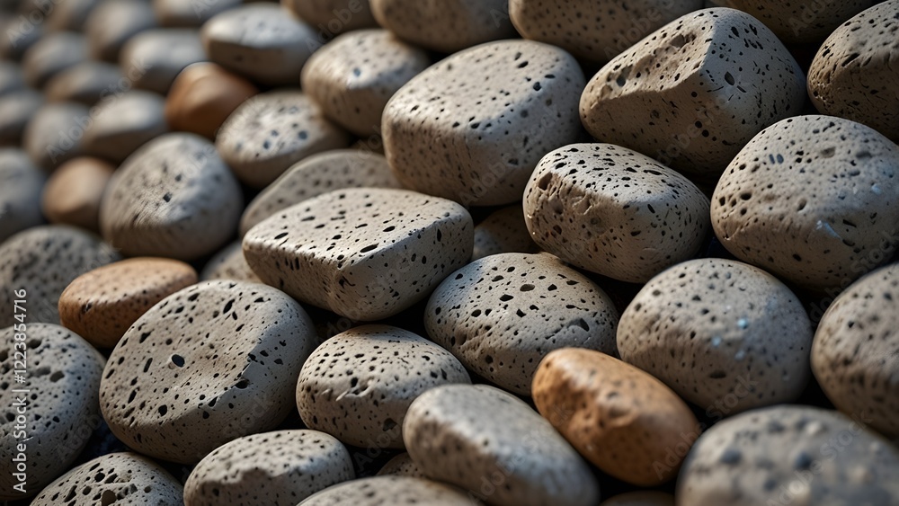 Small rocks placed in order to beautiful and fastened by cement. Use a flooring and walls, decorative home and garden. Generative AI Small rocks placed in order to beautiful and fastened by cement. Use a flooring and walls, decorative home and garden. Generative AI
