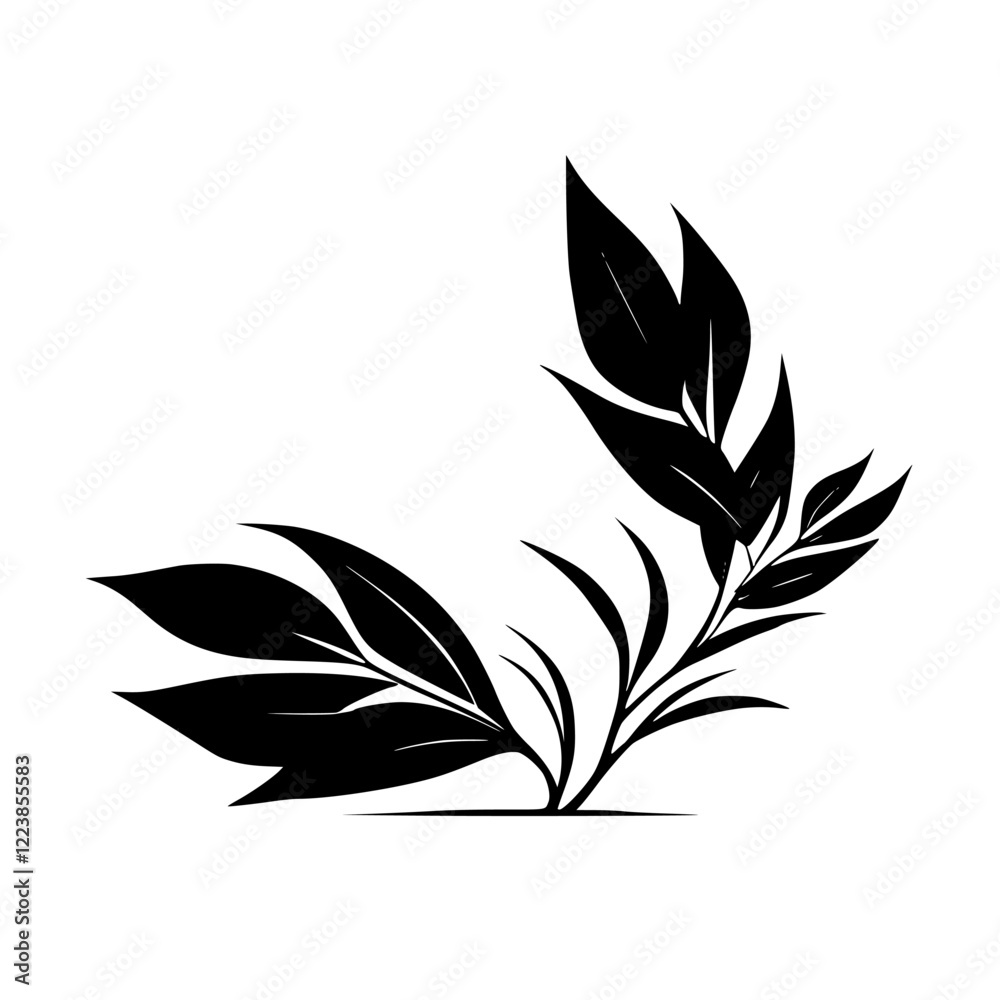 Elegant Black and White Botanical Leaf Illustration: Minimalist Plant Design for Nature Lovers Elegant Black and White Botanical Leaf Illustration: Minimalist Plant Design for Nature Lovers