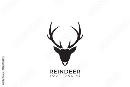 Reindeer silhouette logo, simple reindeer logo with longhorn, head reindeer logo photo