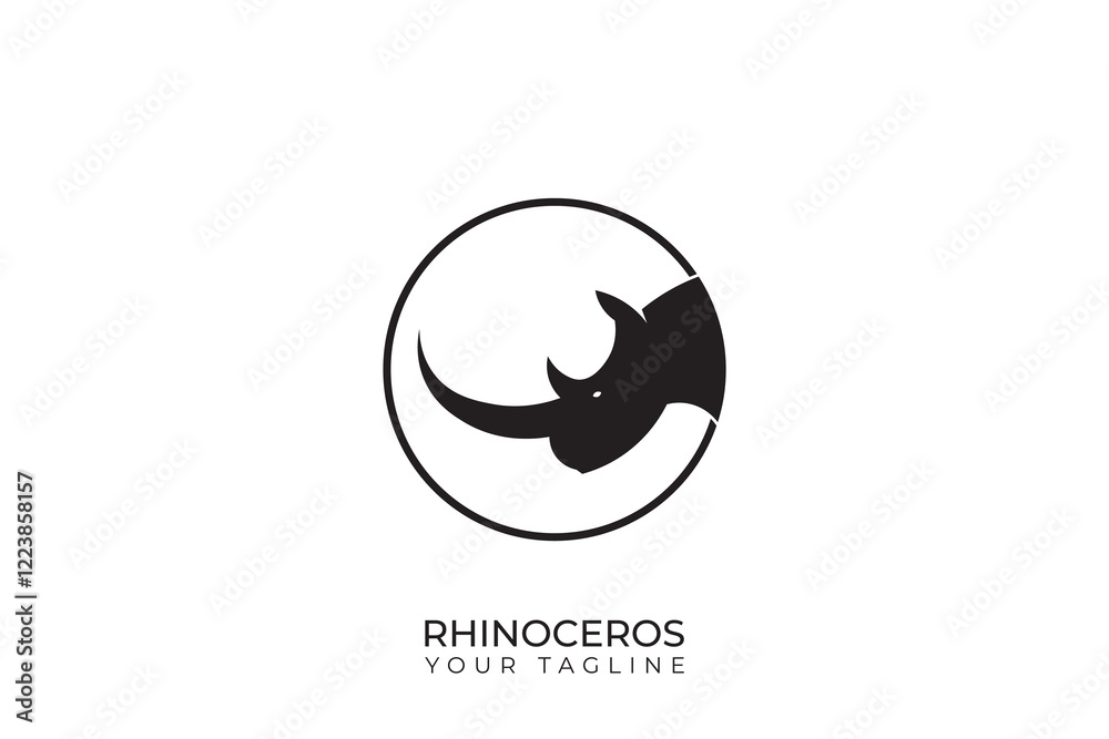 Rino head silhouette logo, simple rino logo with horns Rino head silhouette logo, simple rino logo with horns