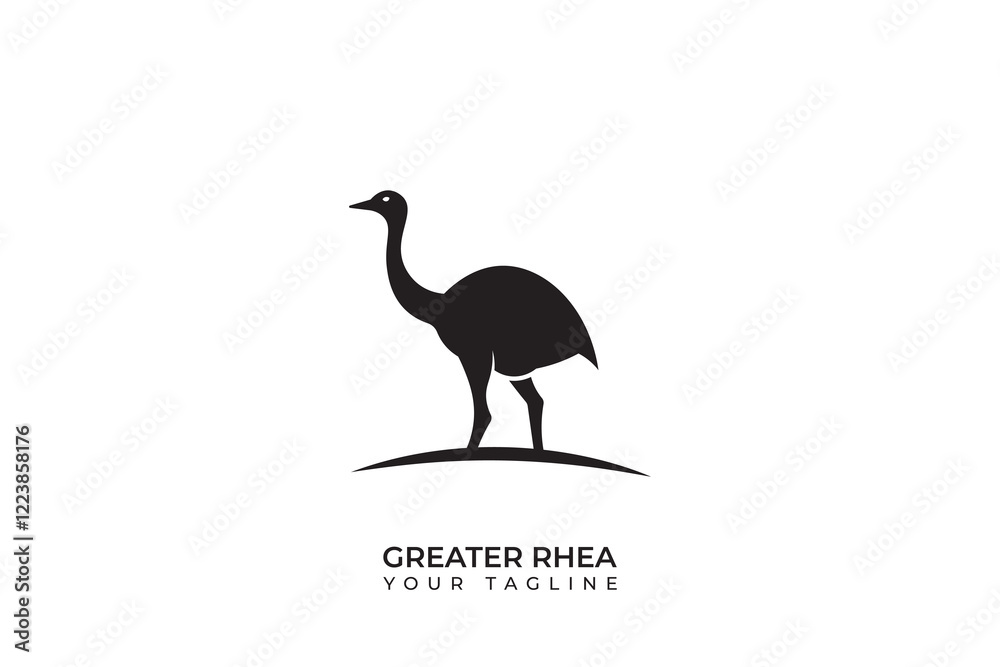 Rhea silhouette logo design, simple rhea logo with long neck Rhea silhouette logo design, simple rhea logo with long neck