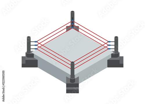 Boxing ring. Simple flat illustration in isometric view.